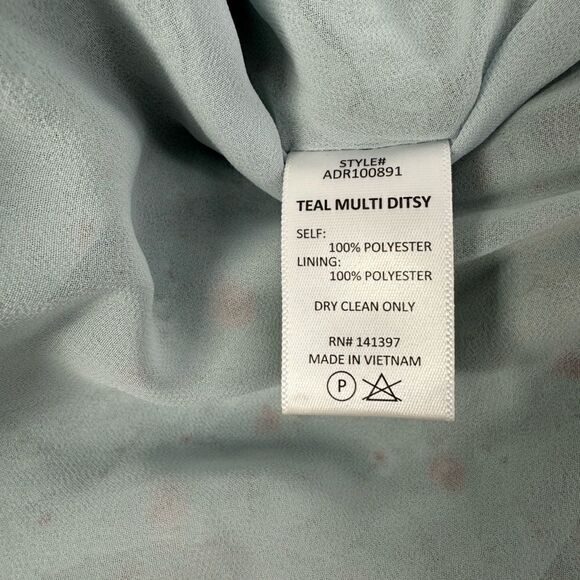 ASTR THE LABEL Teal Floral Ditsy Ruched Mini Dress Sz S - Picture 9 of 10